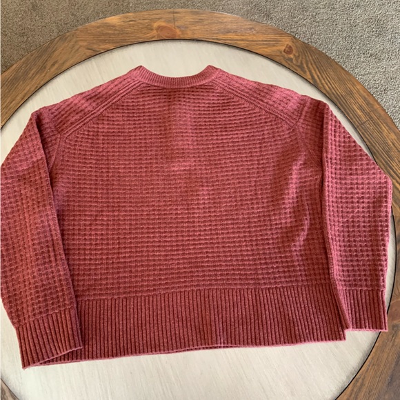 Everlane Belgium Waffle Henley Sweater ReCashmere Rust Red Sold Out Sz S - Picture 8 of 13